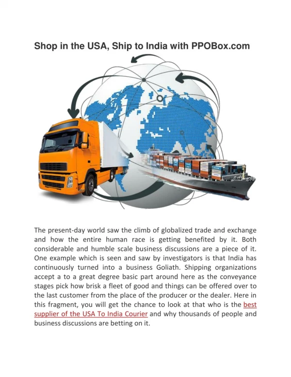 Shop in the usa, ship to india with ppo box