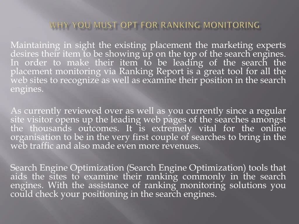 why you must opt for ranking monitoring