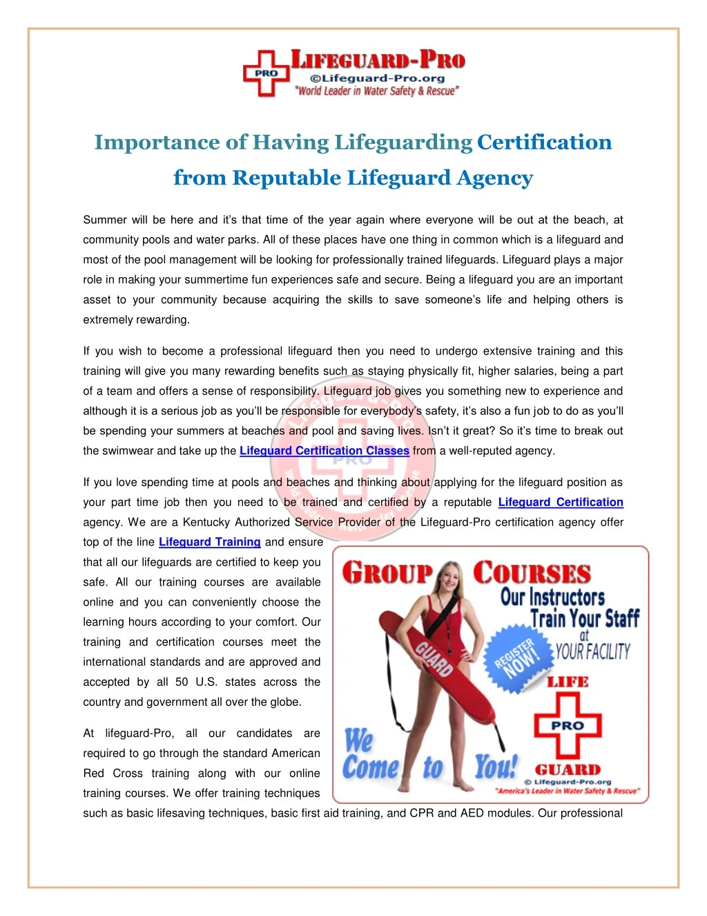 importance of having lifeguarding certification