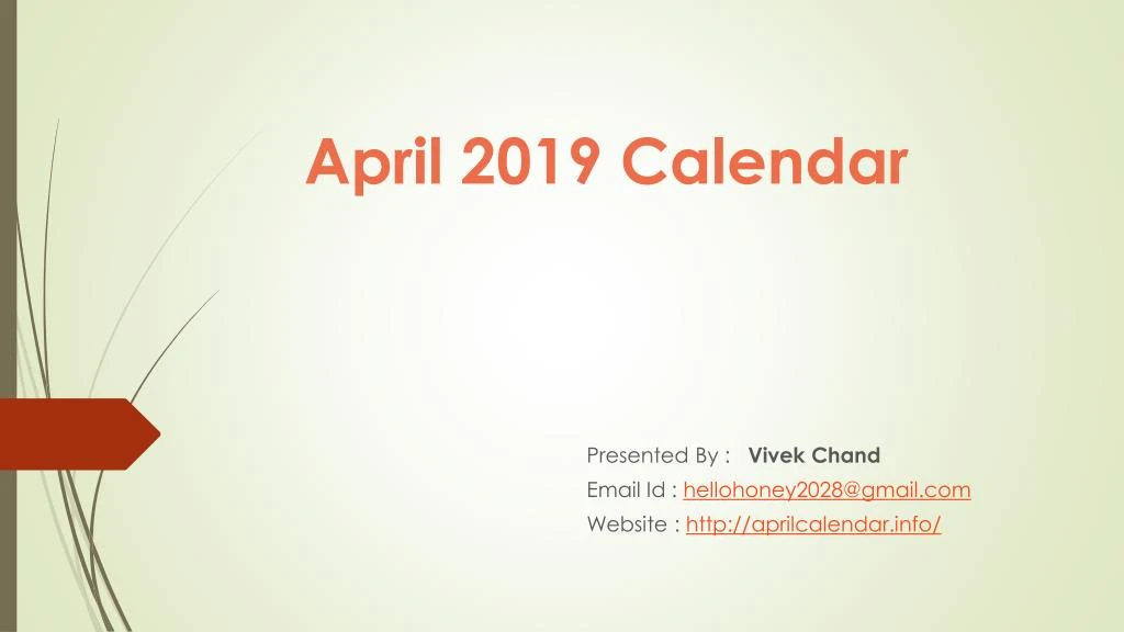 april 2019 calendar