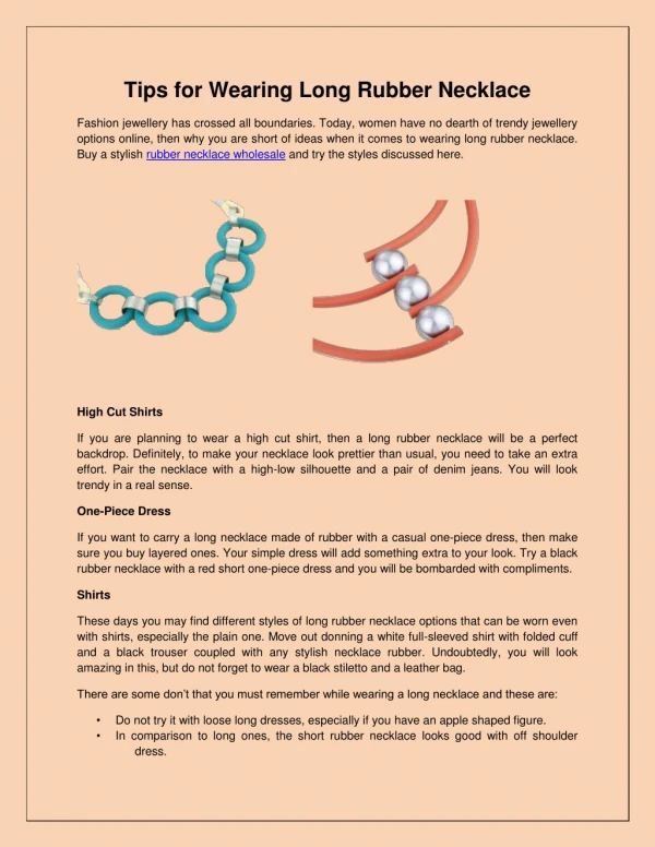 Tips for Wearing Long Rubber Necklace