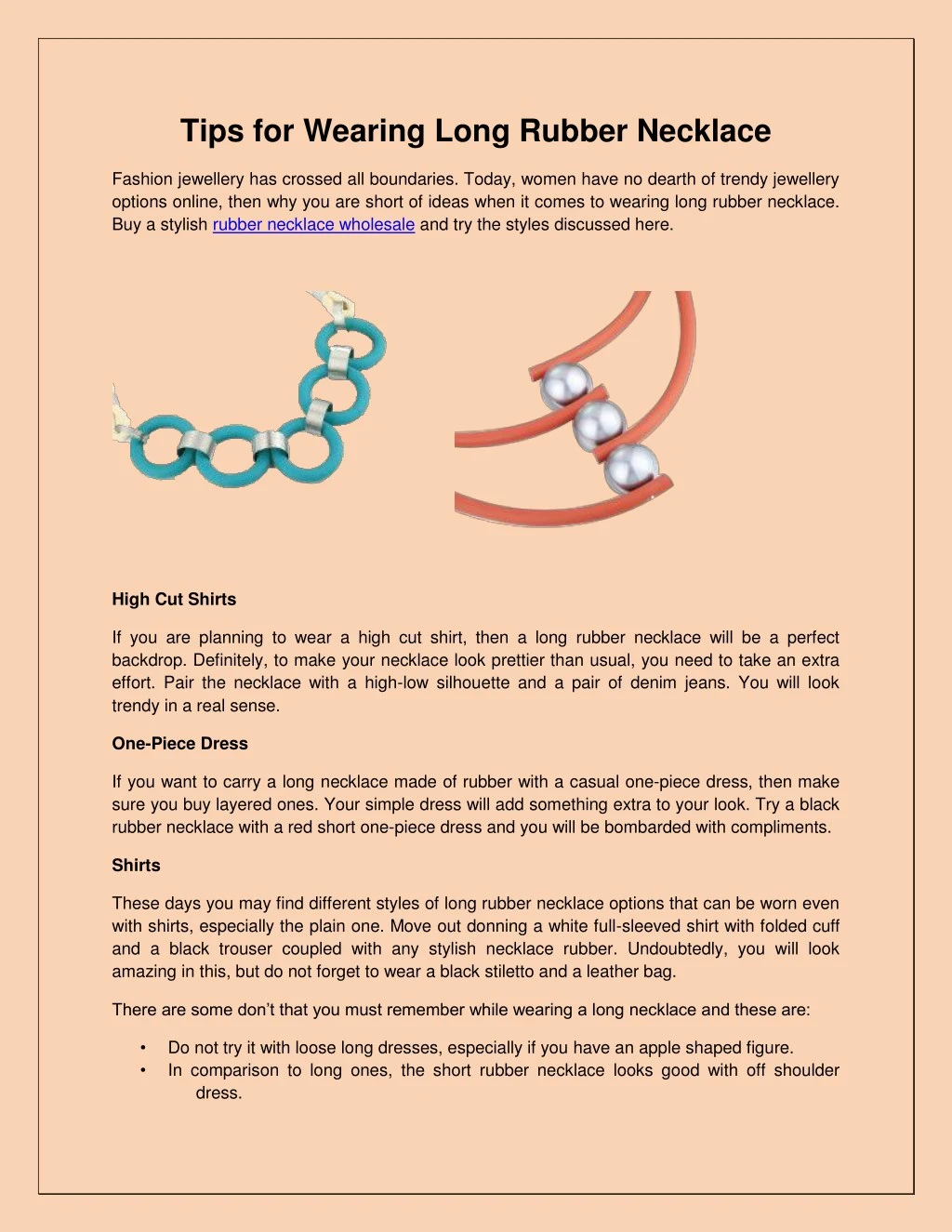 tips for wearing long rubber necklace