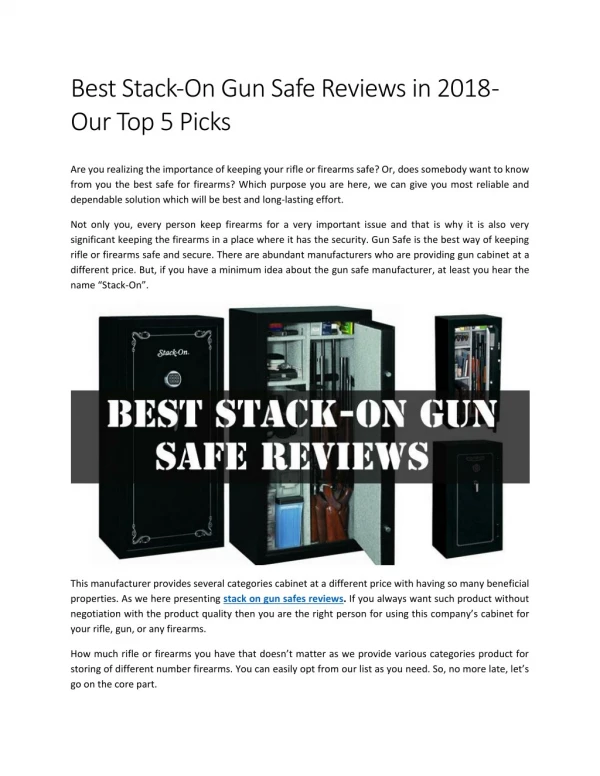 Best Stack-On Gun Safe Reviews in 2018 - Our Top 5 Picks