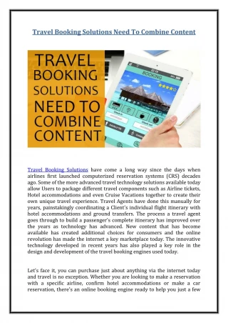 Travel Booking Solutions Need To Combine Content - slide 1