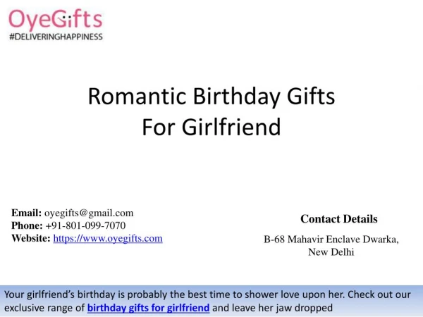 Romantic Birthday Gifts For Girlfriend