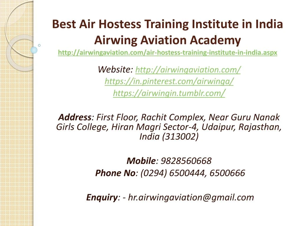 best air hostess training institute in india
