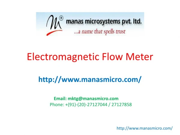 Manufacturers and Suppliers of Electromagnetic Flow Meters | Manas Microsystems Pvt. Ltd.