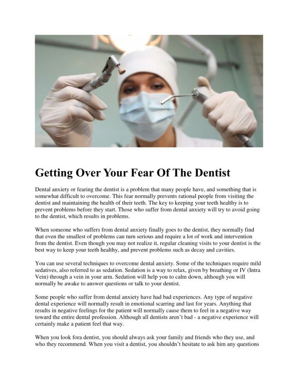 Getting Over Your Fear Of The Dentist