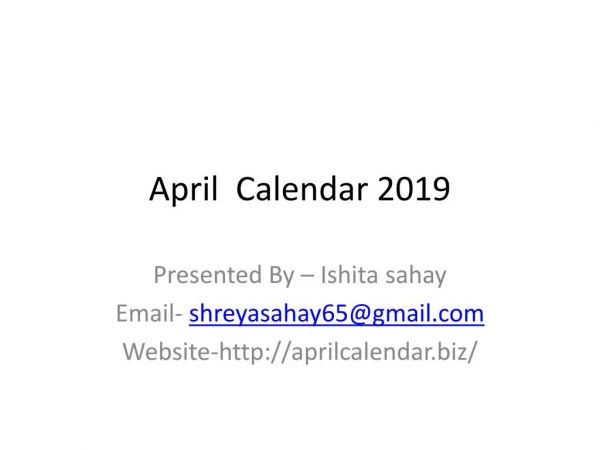 April calendar2019
