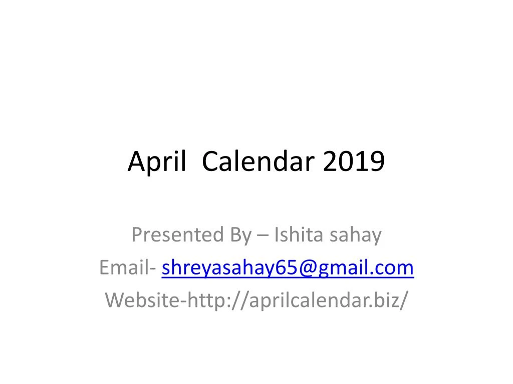 april calendar 2019