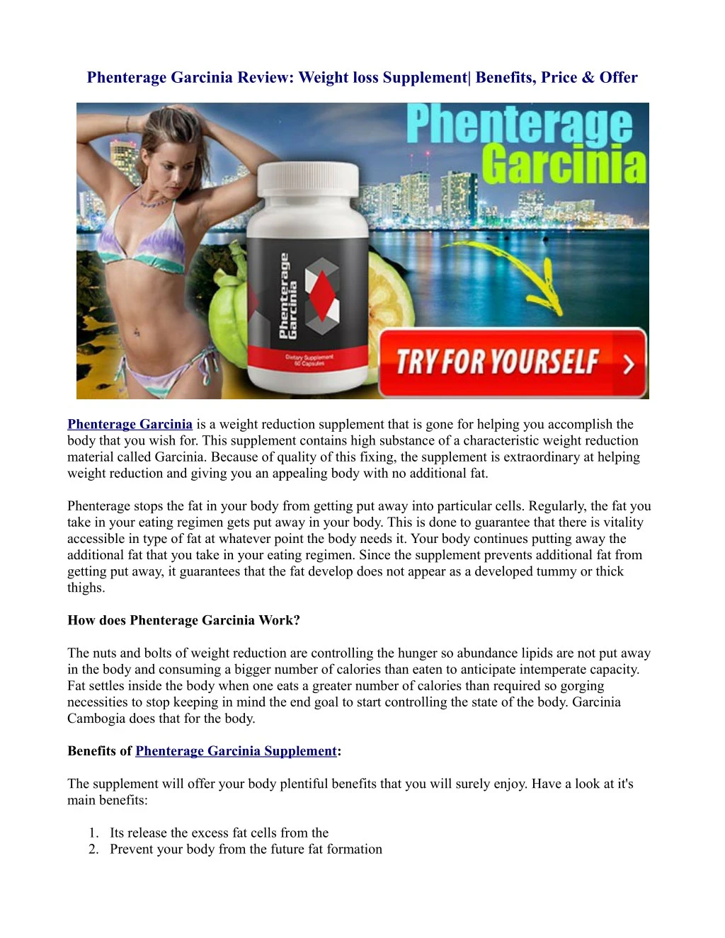 phenterage garcinia review weight loss supplement