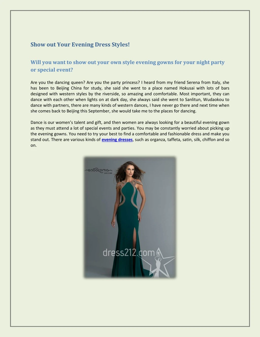 show out your evening dress styles