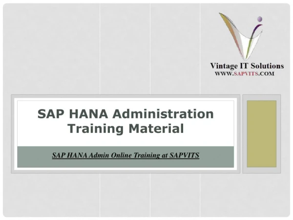 sap hana administration training material