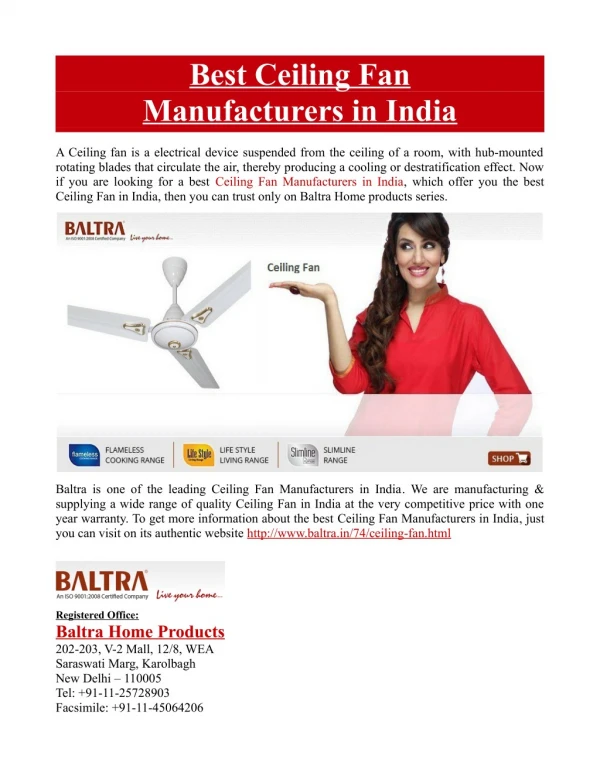 Best Ceiling Fan Manufacturers in India