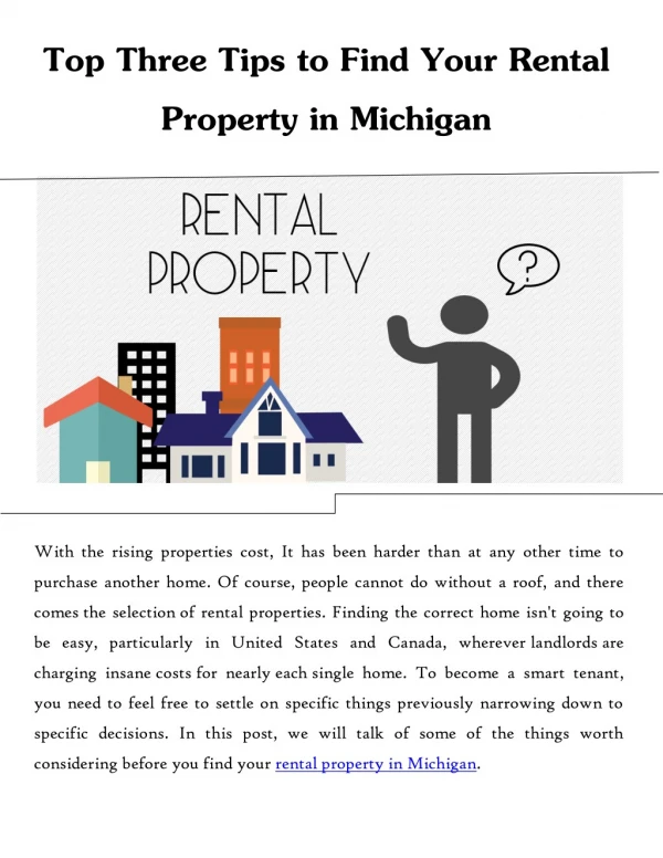 Top Three Tips to Find Your Rental Property in Michigan