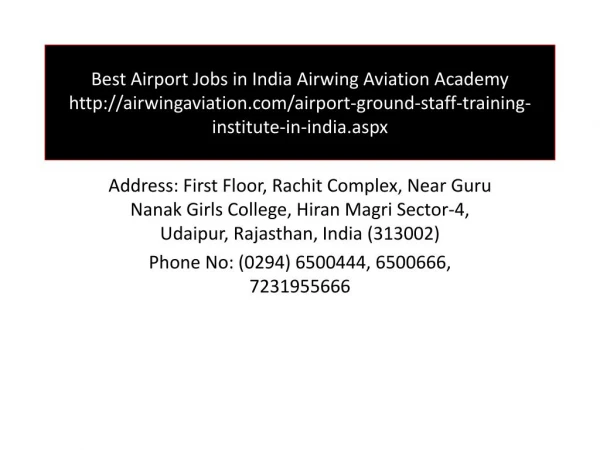 Best Airport Jobs in India Airwing Aviation Academy