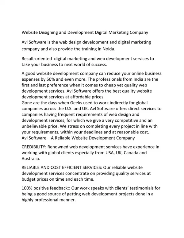 Website Designing and Development Digital Marketing Company