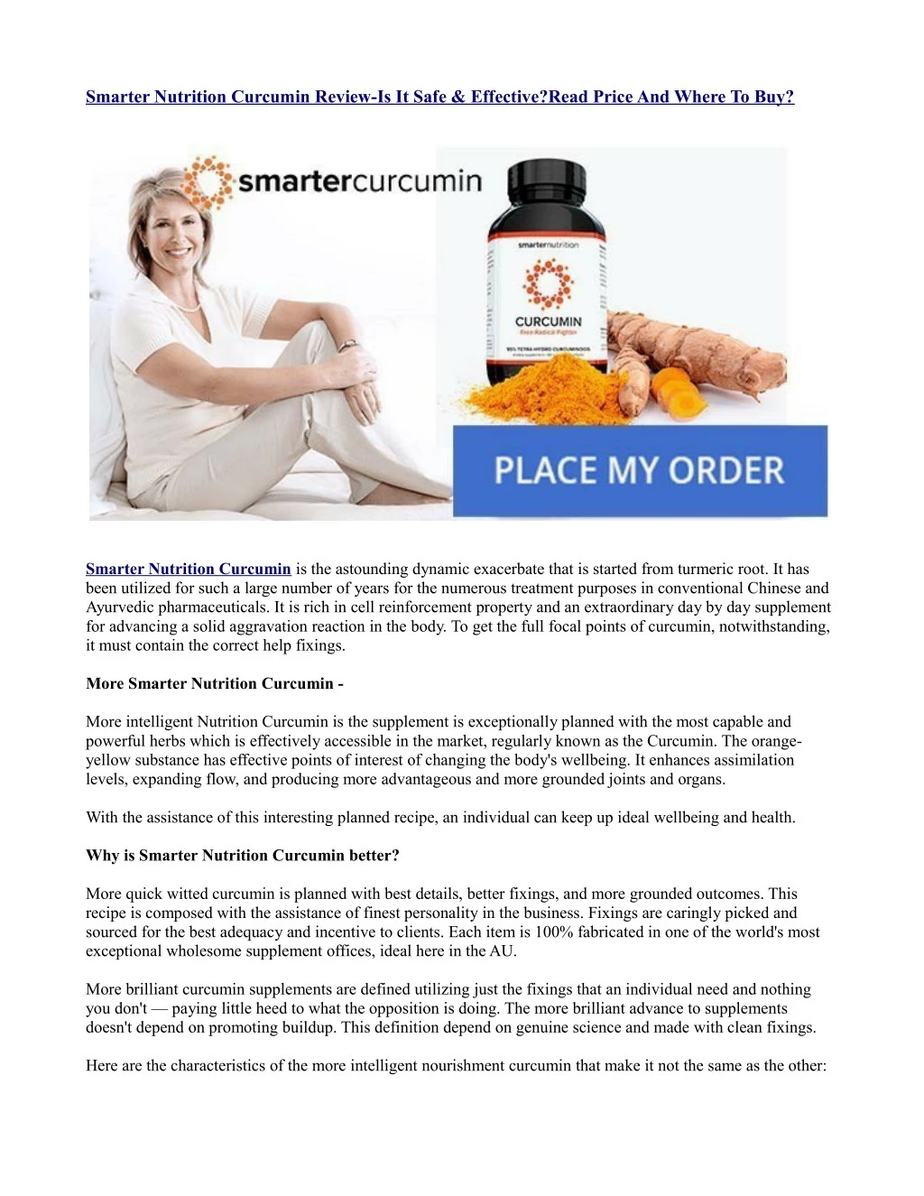 smarter nutrition curcumin review is it safe