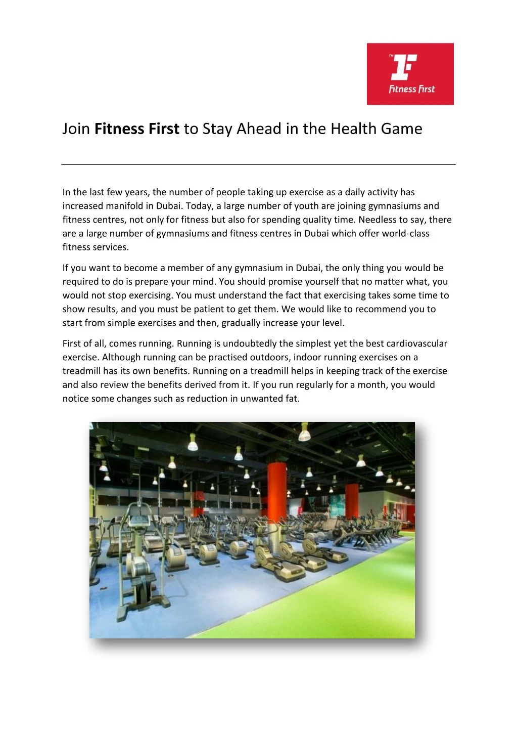 join fitness first to stay ahead in the health
