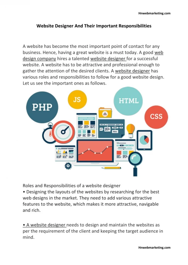 Website Designer And Their Important Responsibilities