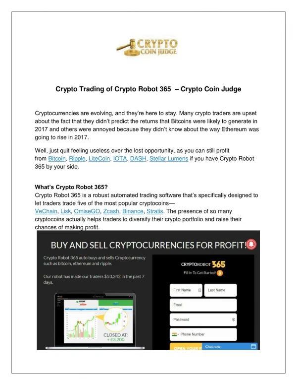 Crypto Trading of Crypto Robot 365 at Crypto Coin Judge