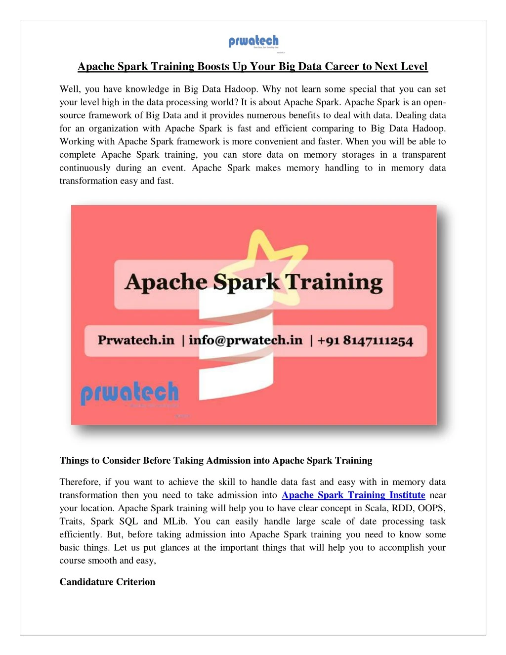 apache spark training boosts up your big data