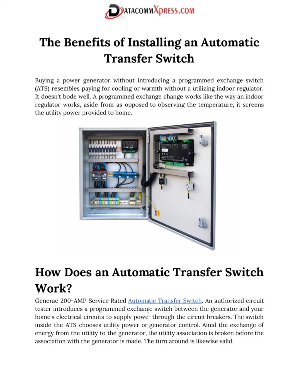 Buy ATS(Automatic Transfer Switch) Online at Best Price.