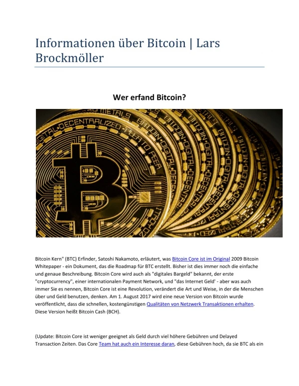 Bitcoin Hamburg - Lars BrockmÃ¶ller