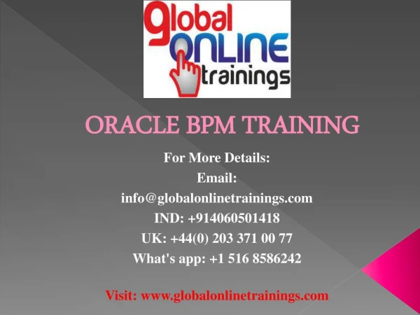 Oracle BPM training | Oracle BPM 12c training - Global online