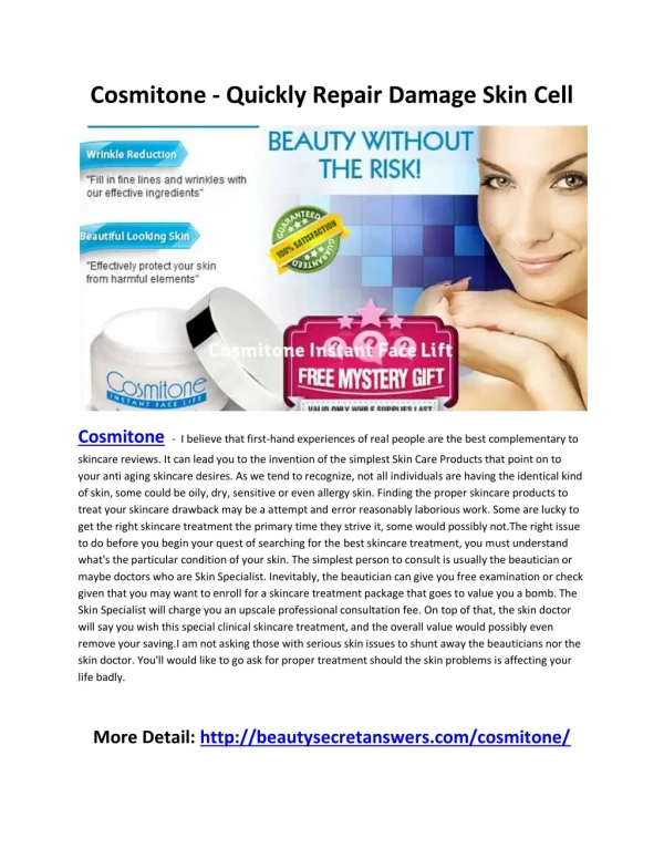Cosmitone - Quickly Repair Damage Skin Cell