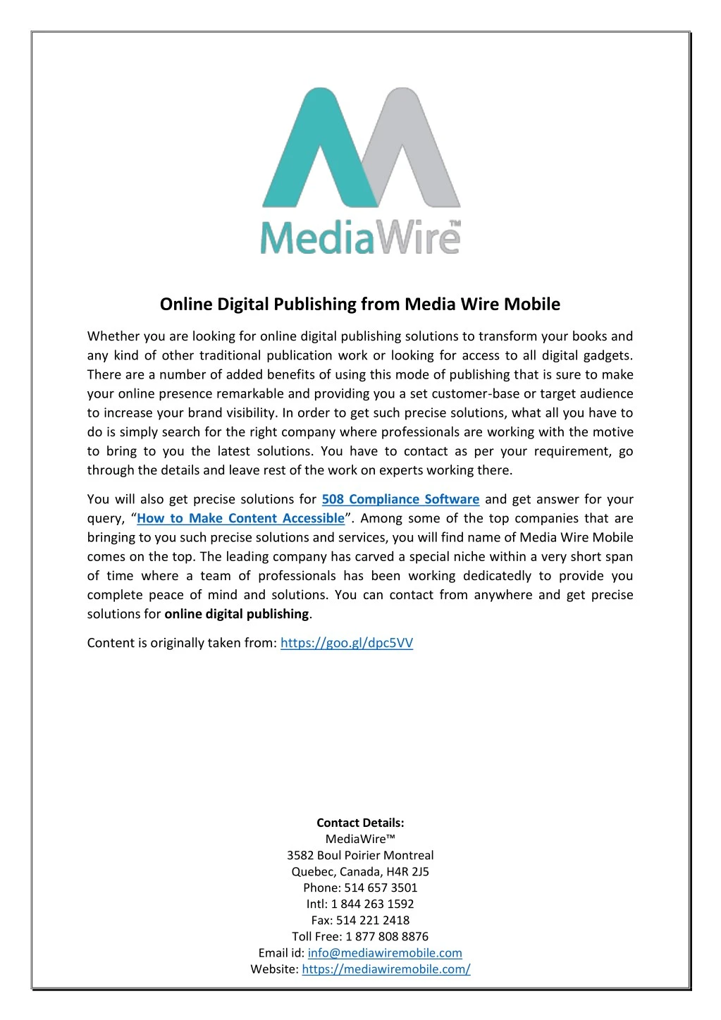 online digital publishing from media wire mobile