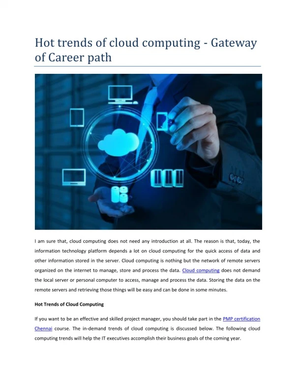 Hot trends of cloud computing - Gateway of Career path