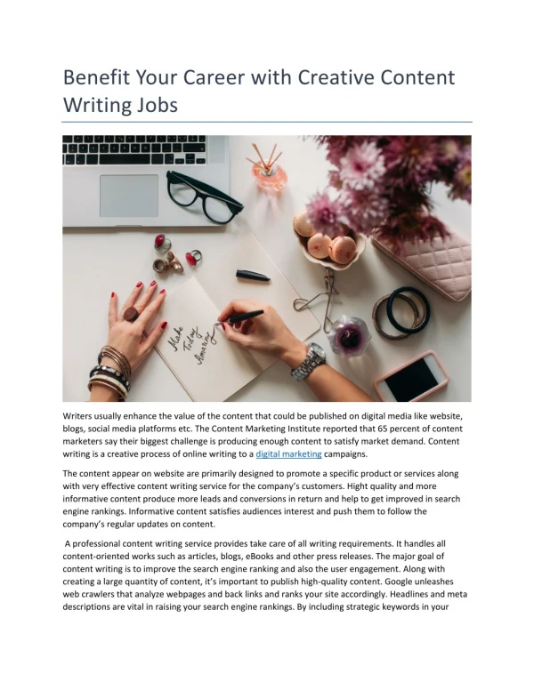 Benefit Your Career with Creative Content Writing Jobs