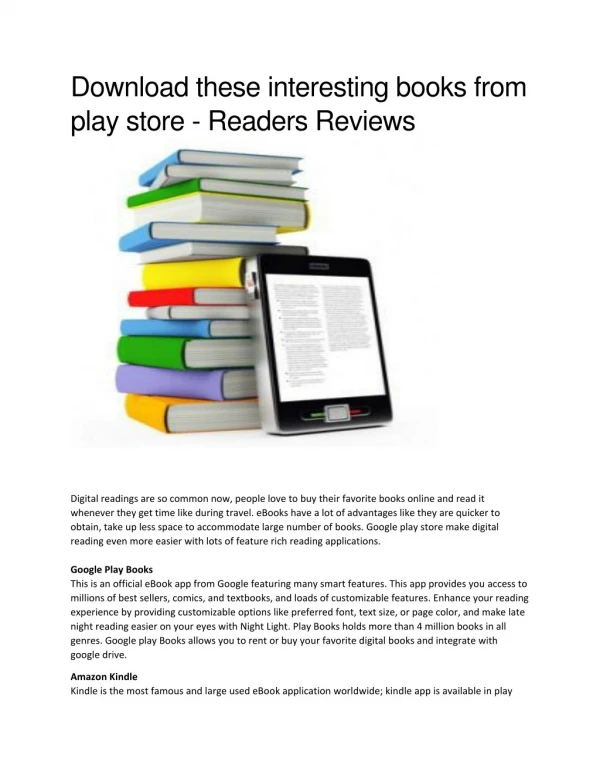 Download these interesting books from play store - Readers Reviews