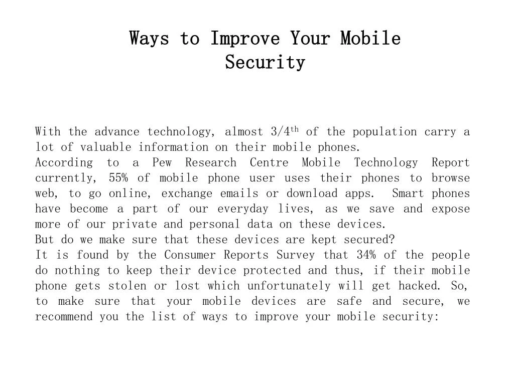 ways to improve your mobile security
