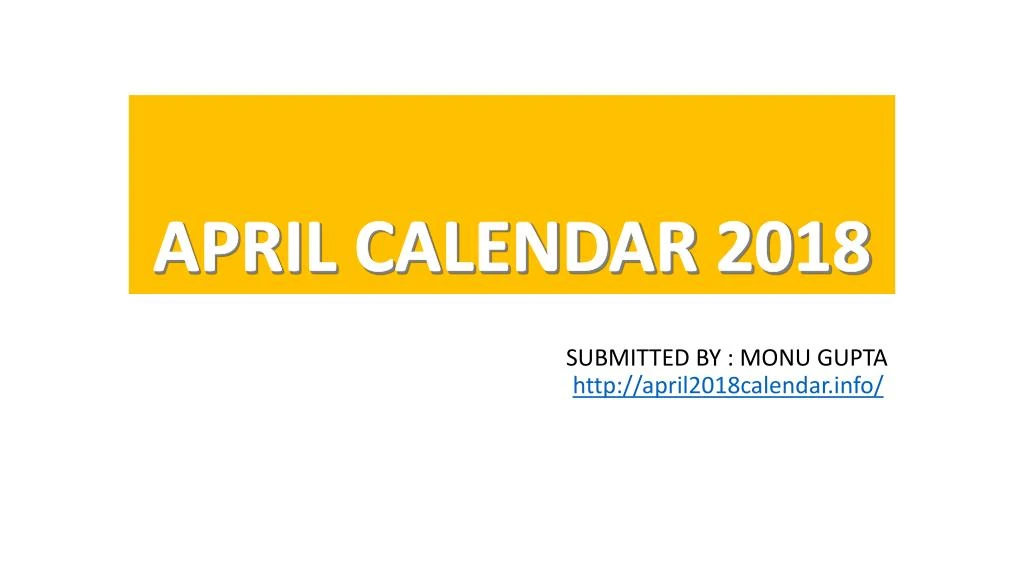 april calendar 2018