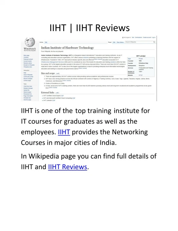 IIHT | IIHT Reviews