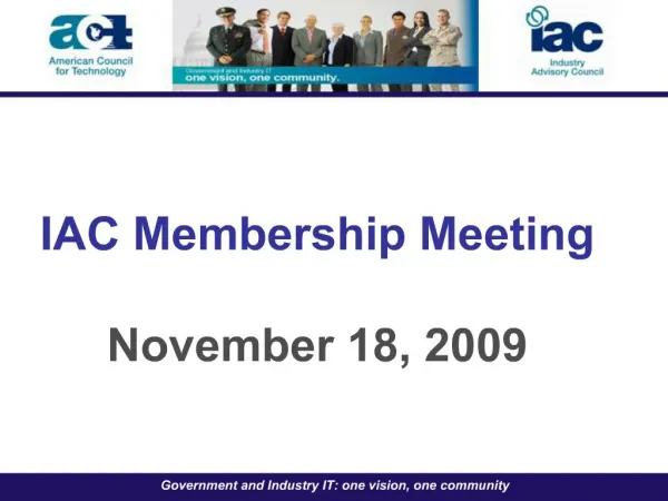 IAC Membership Meeting November 18, 2009