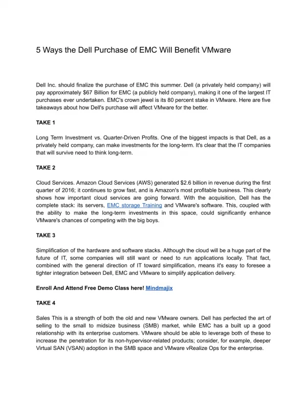 5 Ways the Dell Purchase of EMC Will Benefit VMware