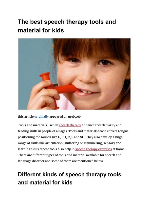 The best speech therapy tools and material for kids