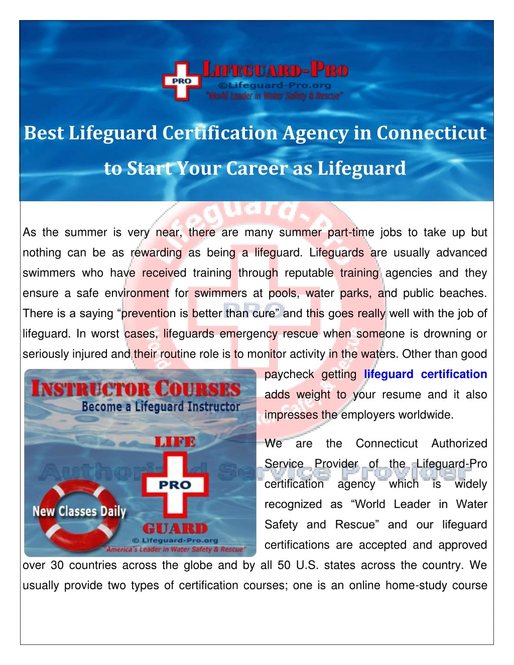 best lifeguard certification agency in connecticut