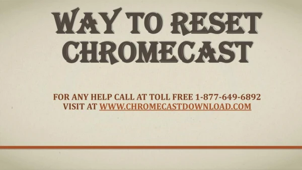 Way To Reset Chromecast