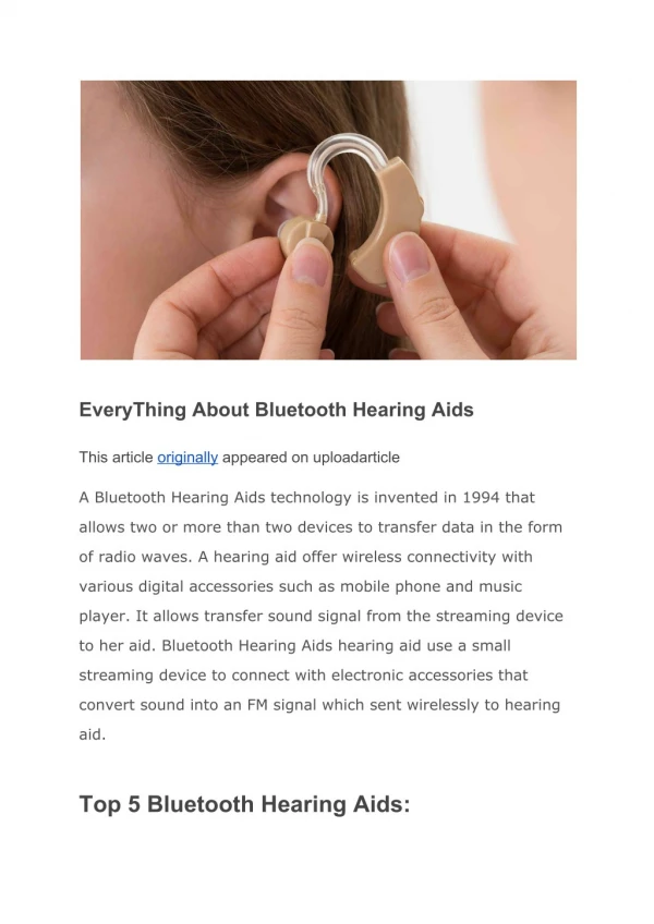 Everything about bluetooth hearing aids