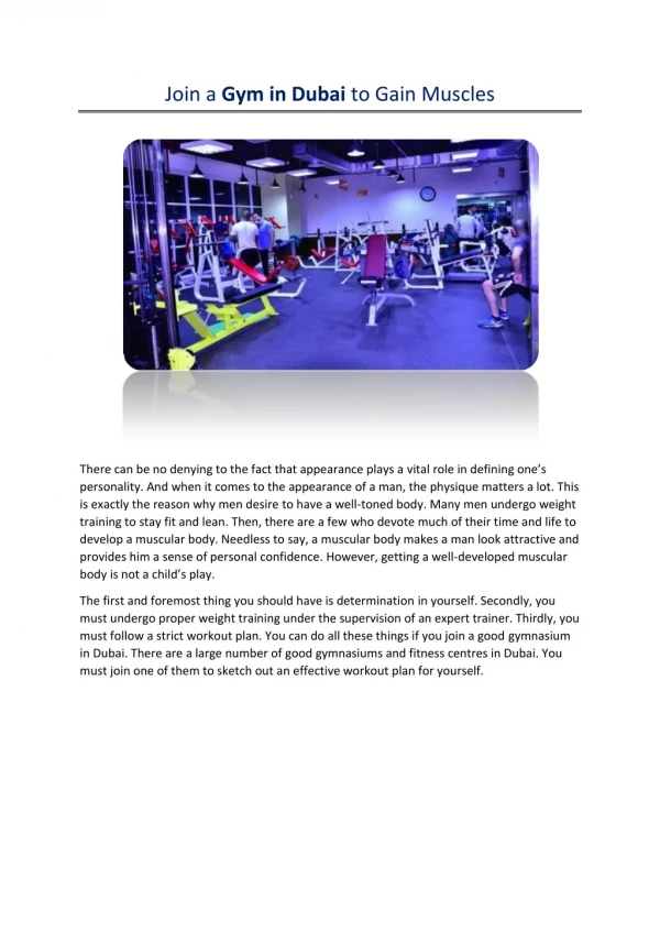 Build your body in a gym in Dubai