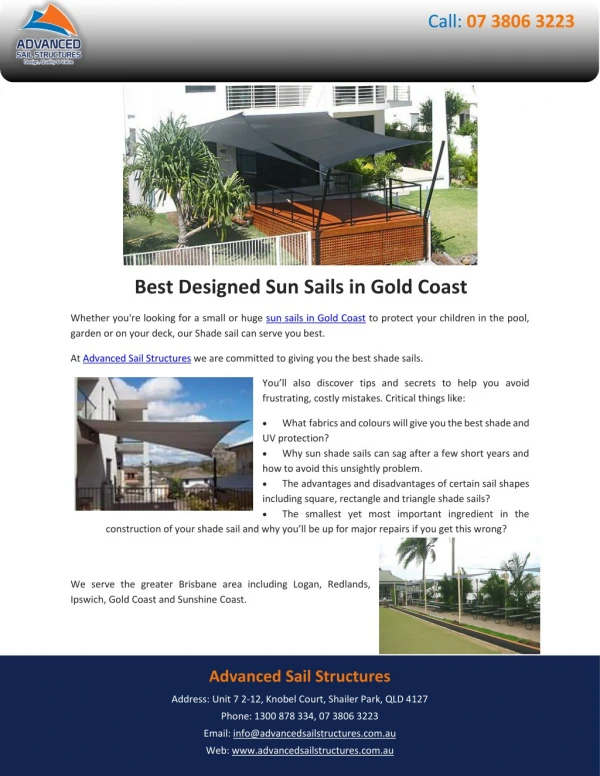 Best Designed Sun Sails in Gold Coast