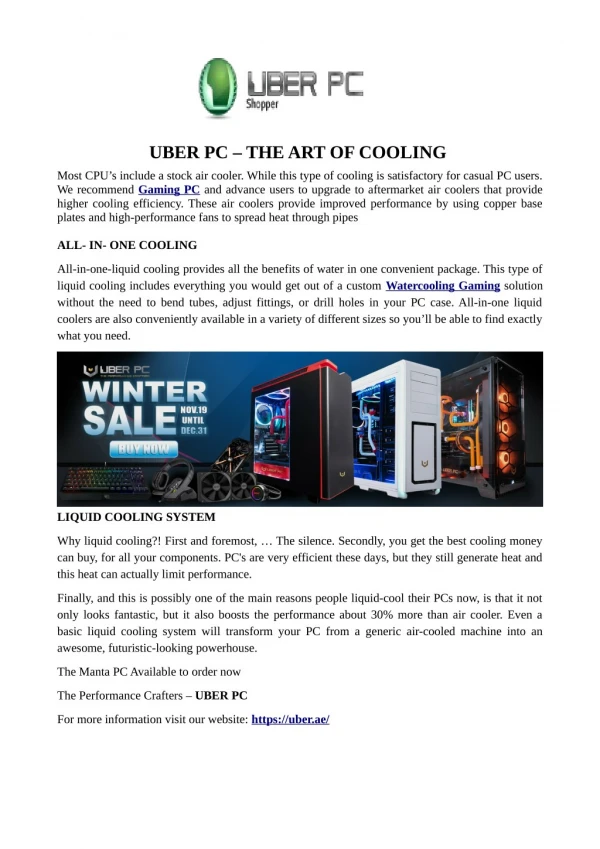 UBER PC – THE ART OF COOLING