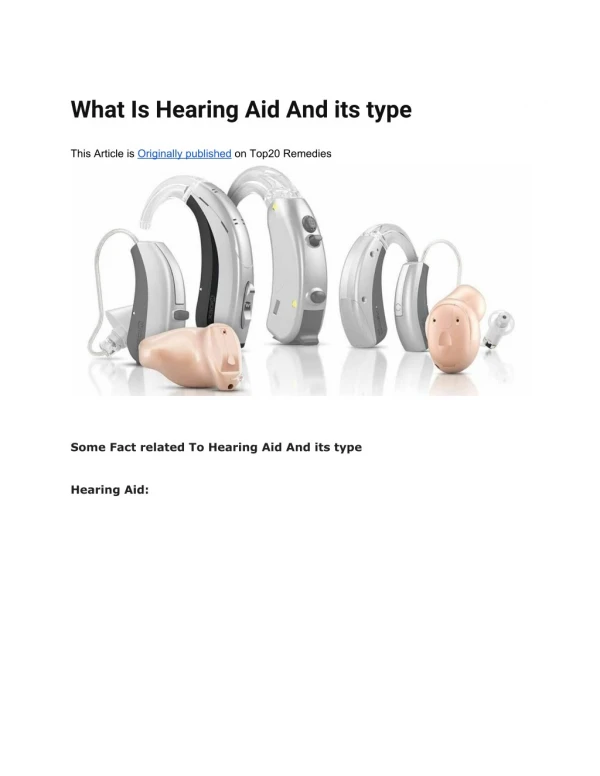 What Is Hearing Aid And its type