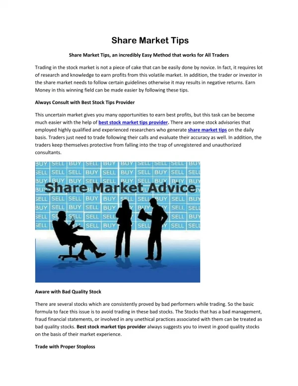 Share Market Tips