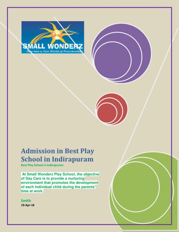 Admission in Best Play School in Indirapuram
