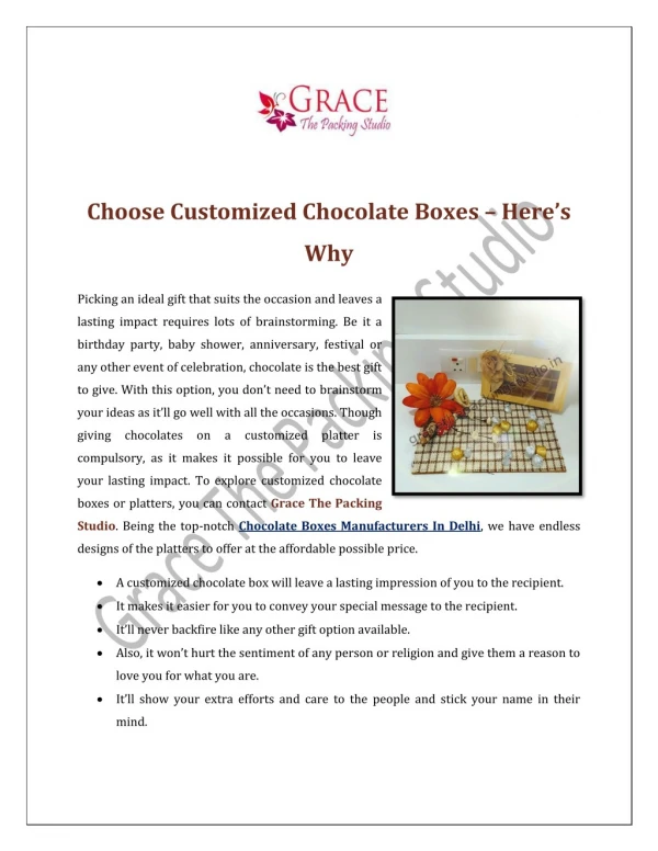 Choose Customized Chocolate Boxes – Here’s Why